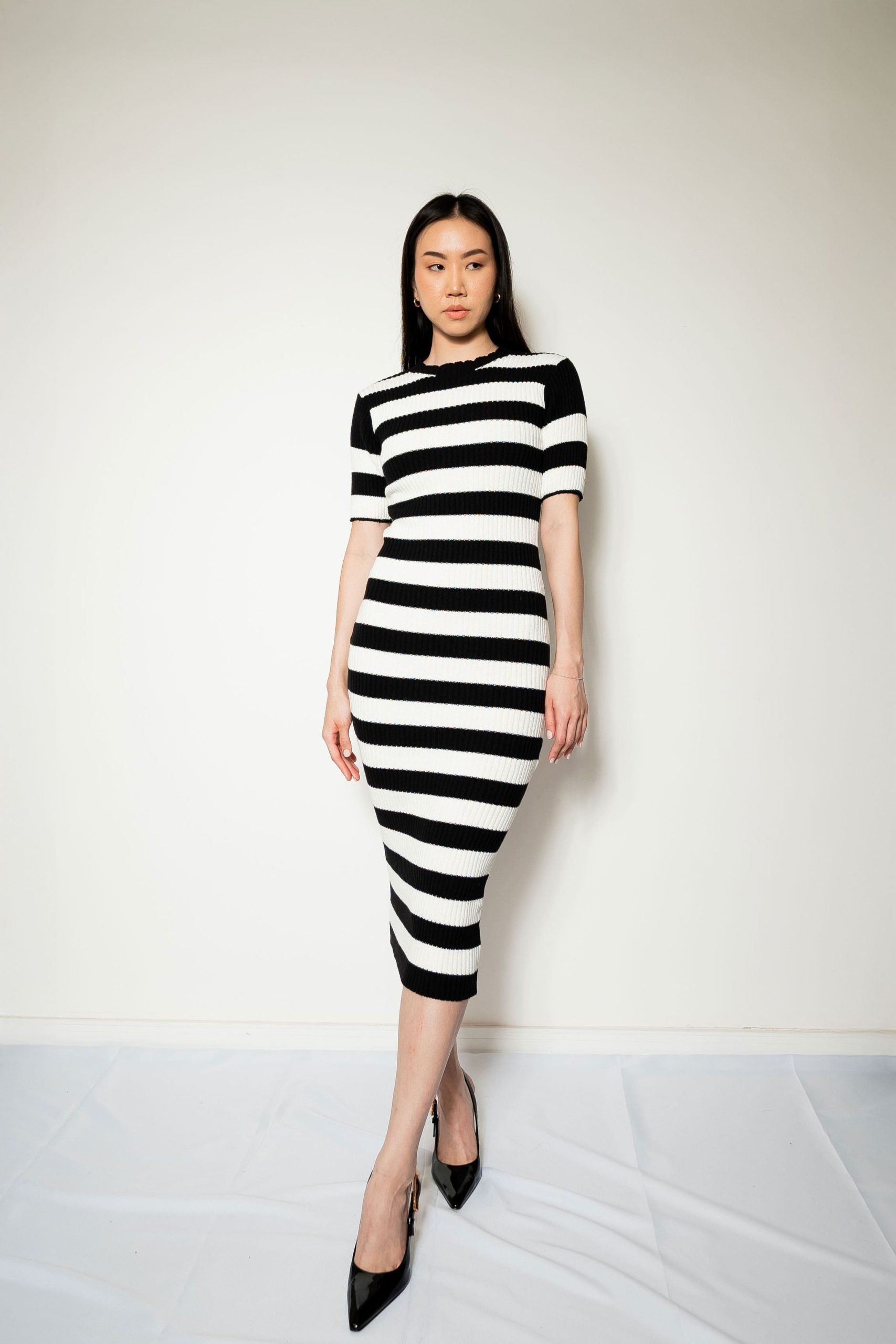 Vestido Longo Tricot Listrado