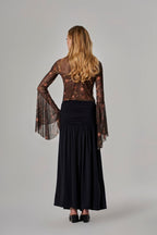 Blusa Tule Manga Sino Galáxia + Mini Saia Franzida Tule Galáxia