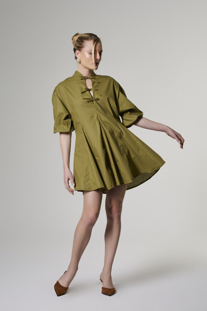 Vestido Nesgas Curto Brisa Verde Oliva