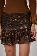 Blusa Tule Manga Sino Galáxia + Mini Saia Franzida Tule Galáxia