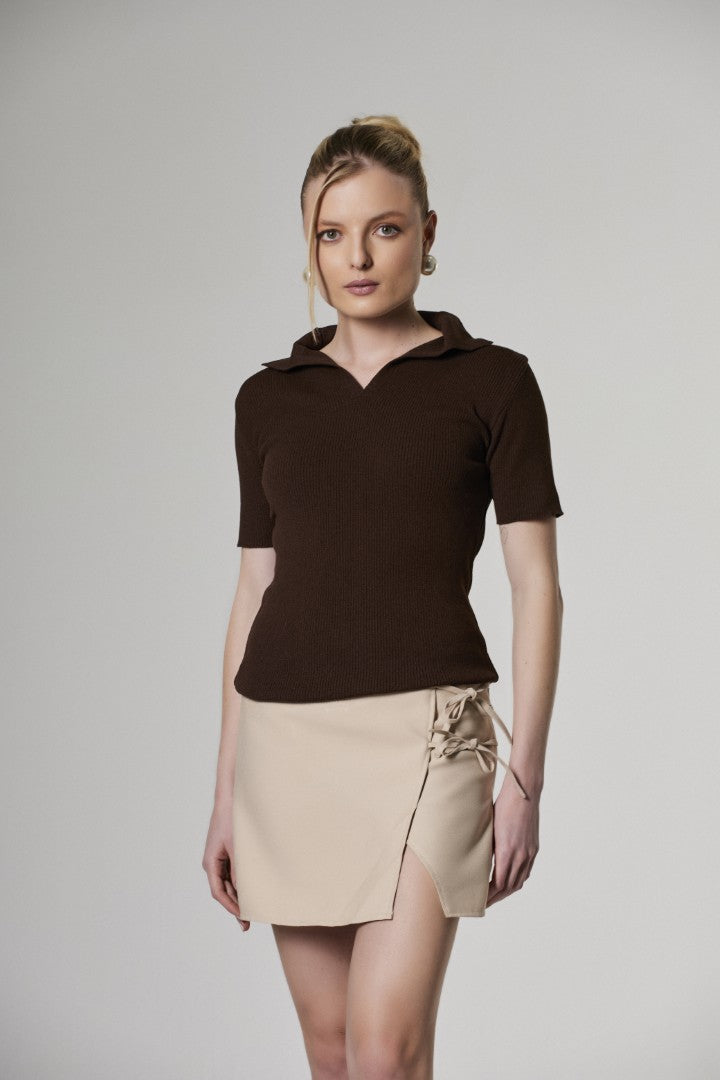 Polo Tricot Marrom