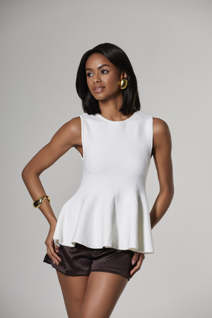 Blusa Peplum Tricot Branca