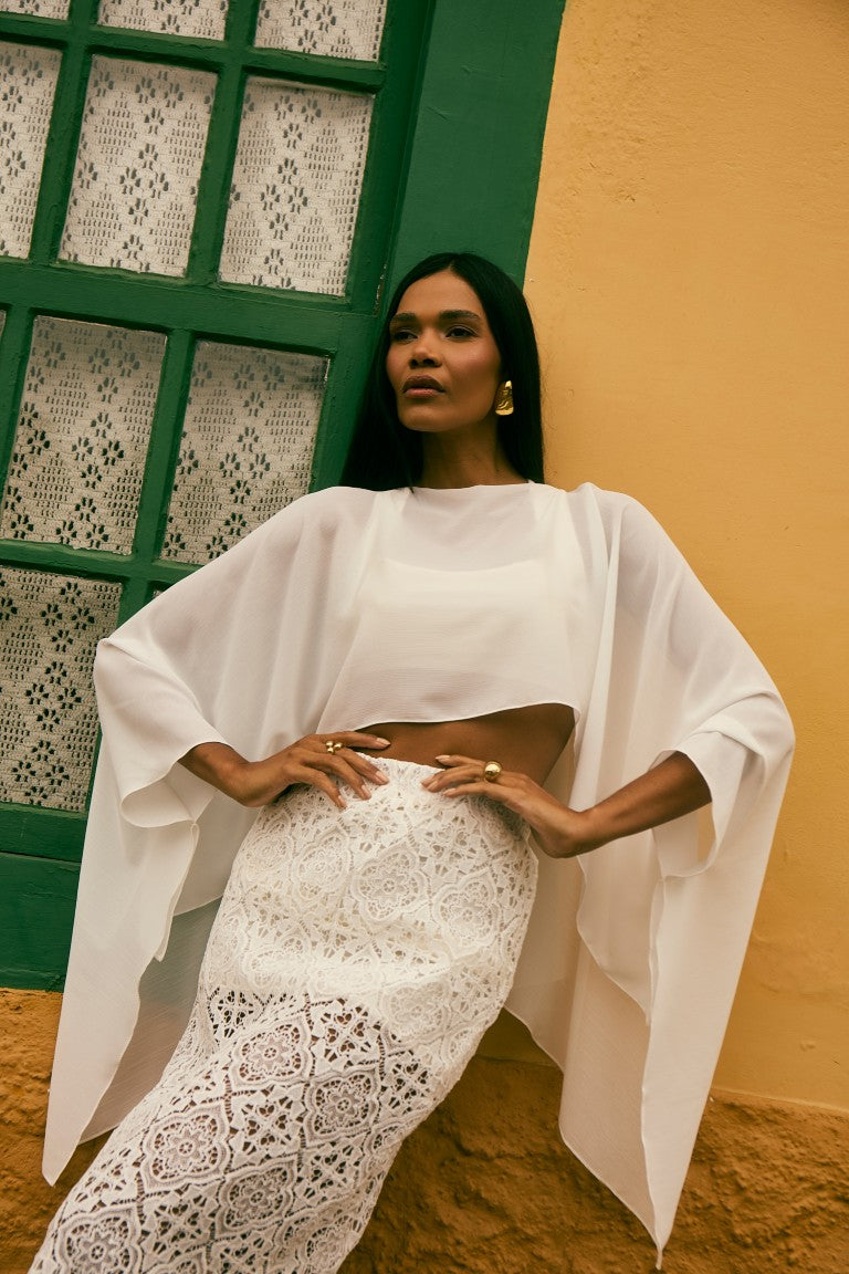 Blusa Capa Manga Chiffon