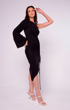 Vestido Assimétrico Orquídea - Preto