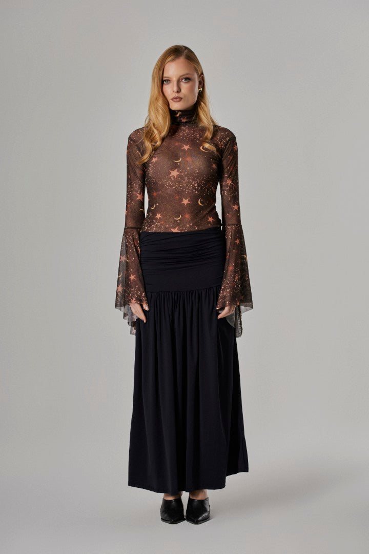 Blusa Tule Manga Sino Galáxia