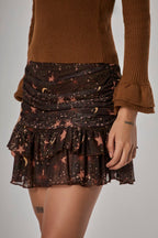 Blusa Tule Manga Sino Galáxia + Mini Saia Franzida Tule Galáxia