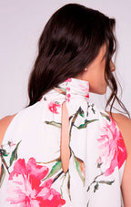 Vestido Gola Drapeada Peônia