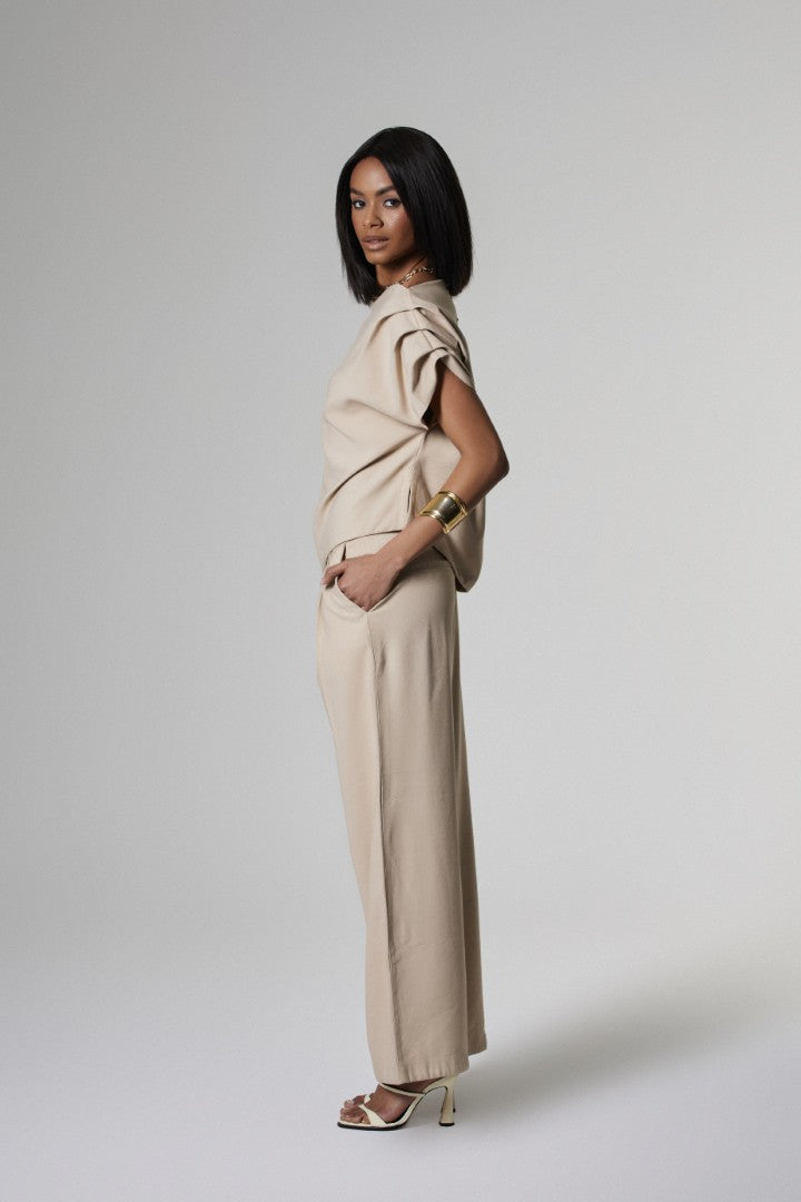 Calça Alfaiataria Reta Solo Bege