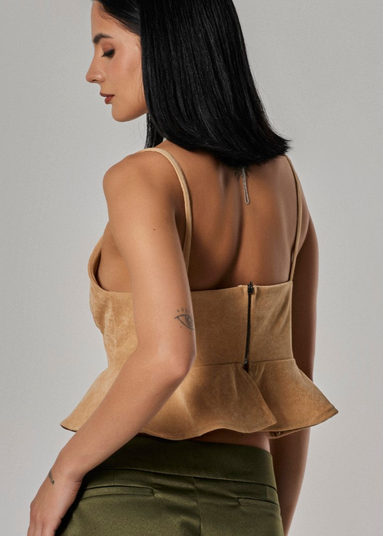 Top Alça Com Babados Ômega