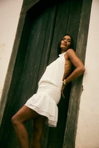 Vestido Babado Frente Única Chiffon