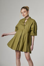 Vestido Nesgas Curto Brisa Verde Oliva